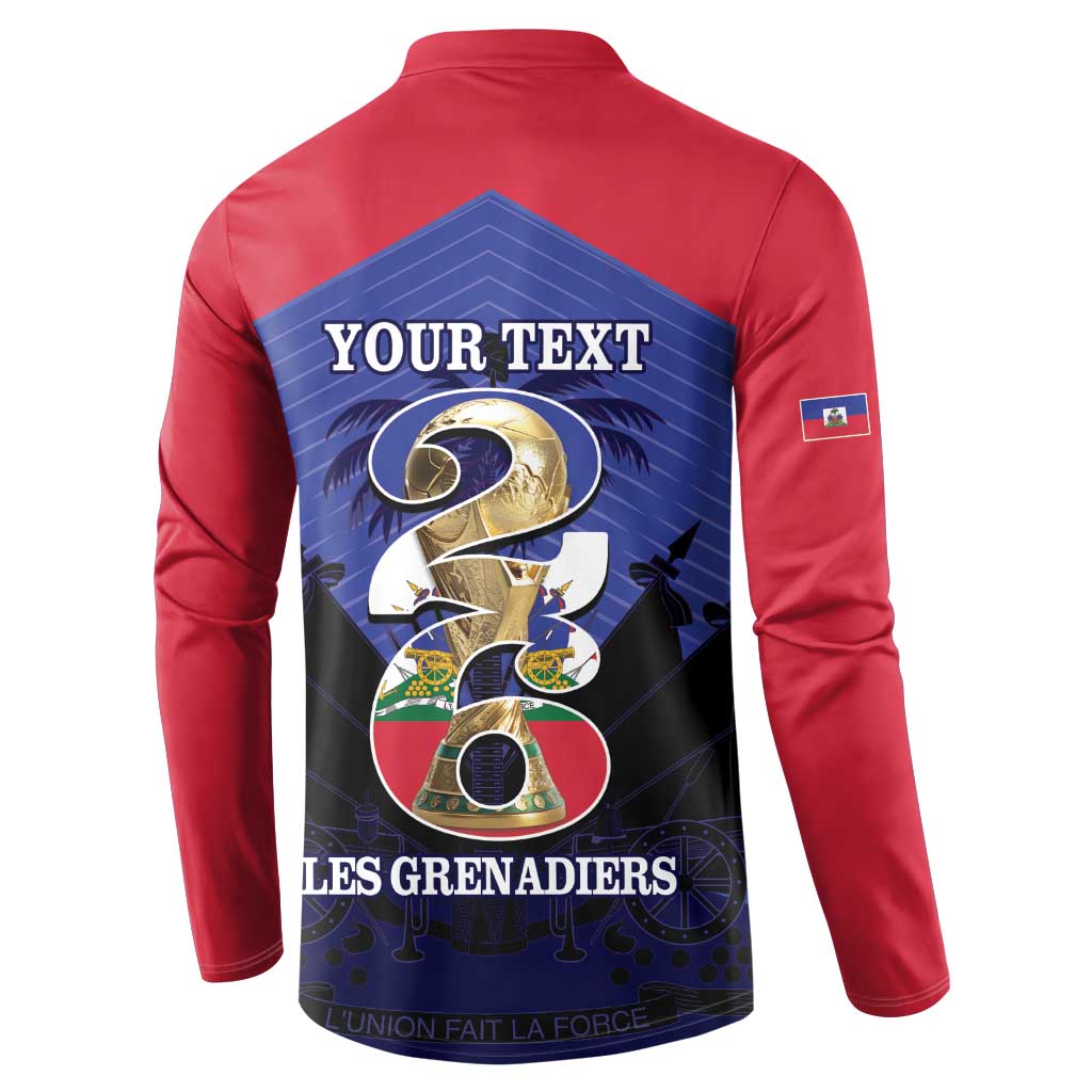 Personalized Les Grenadiers Haiti Football Button Sweatshirt 2026 Nou Retounen Blue Version - Wonder Print Shop