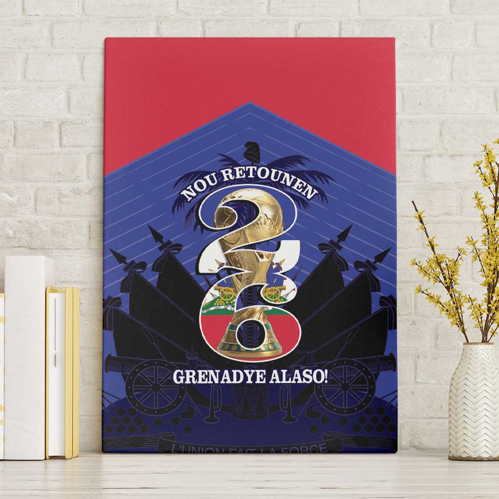 Les Grenadiers Haiti Football Canvas Wall Art 2026 Nou Retounen Blue Version - Wonder Print Shop