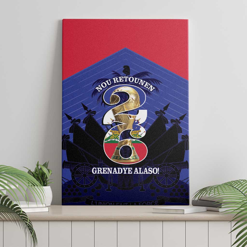 Les Grenadiers Haiti Football Canvas Wall Art 2026 Nou Retounen Blue Version - Wonder Print Shop