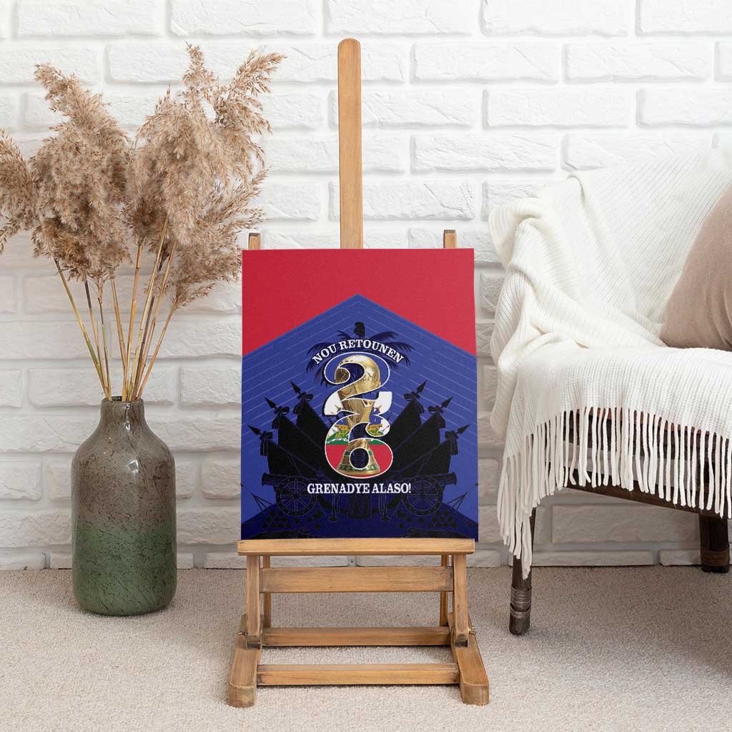 Les Grenadiers Haiti Football Canvas Wall Art 2026 Nou Retounen Blue Version - Wonder Print Shop