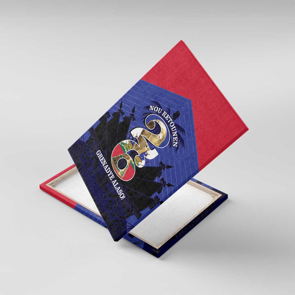 Les Grenadiers Haiti Football Canvas Wall Art 2026 Nou Retounen Blue Version - Wonder Print Shop