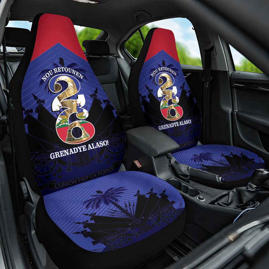 Les Grenadiers Haiti Football Car Seat Cover 2026 Nou Retounen Blue Version - Wonder Print Shop