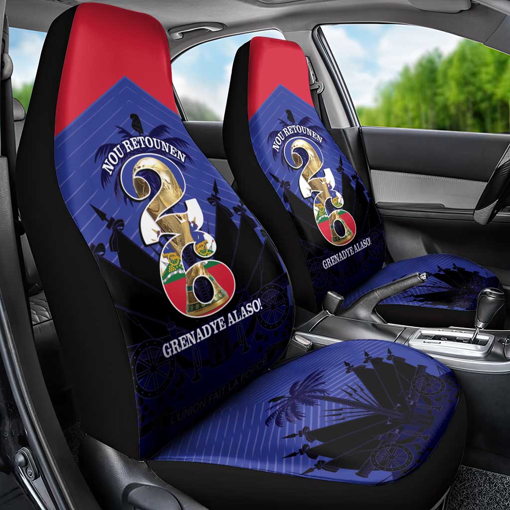 Les Grenadiers Haiti Football Car Seat Cover 2026 Nou Retounen Blue Version - Wonder Print Shop