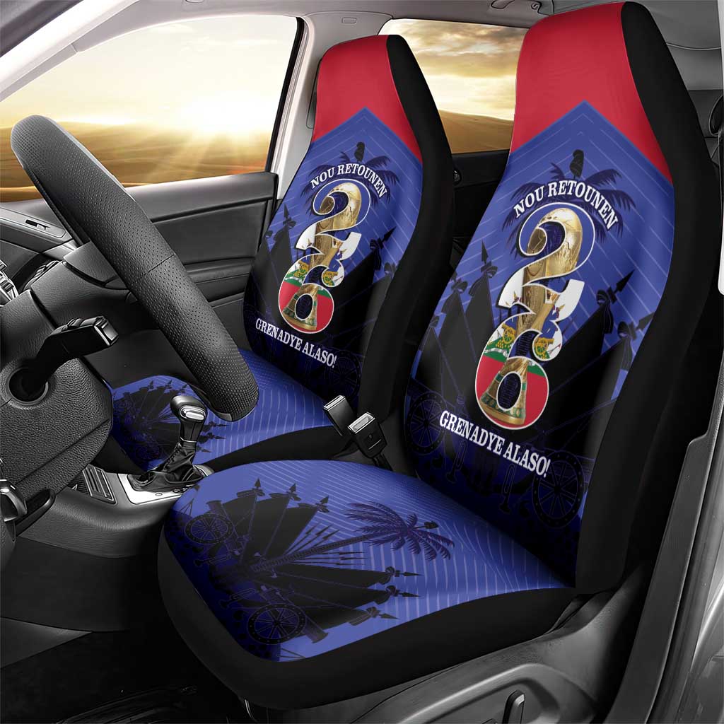 Les Grenadiers Haiti Football Car Seat Cover 2026 Nou Retounen Blue Version - Wonder Print Shop