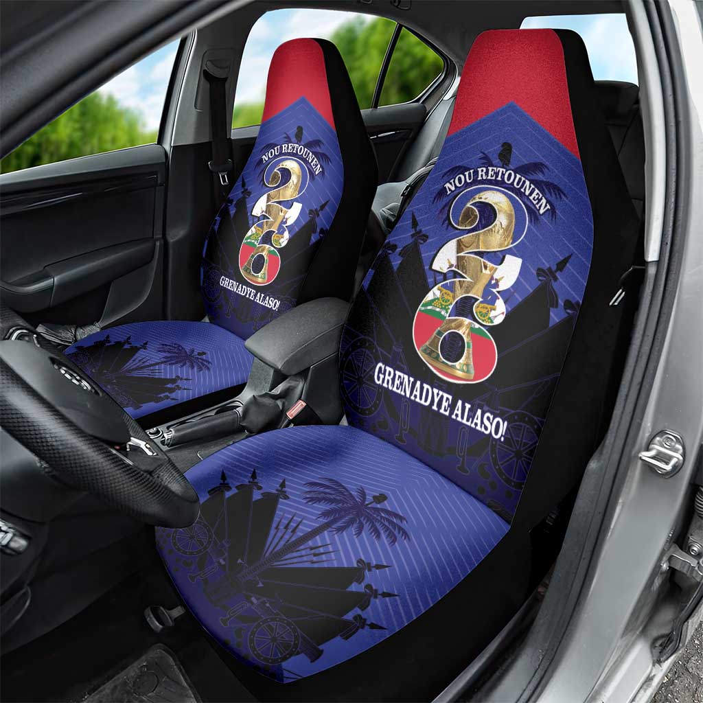 Les Grenadiers Haiti Football Car Seat Cover 2026 Nou Retounen Blue Version - Wonder Print Shop