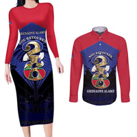 Personalized Les Grenadiers Haiti Football Couples Matching Long Sleeve Bodycon Dress and Long Sleeve Button Shirt 2026 Nou Retounen Blue Version - Wonder Print Shop