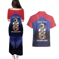 Personalized Les Grenadiers Haiti Football Couples Matching Puletasi and Hawaiian Shirt 2026 Nou Retounen Blue Version - Wonder Print Shop