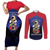 Personalized Les Grenadiers Haiti Football Couples Matching Short Sleeve Bodycon Dress and Long Sleeve Button Shirt 2026 Nou Retounen Blue Version - Wonder Print Shop