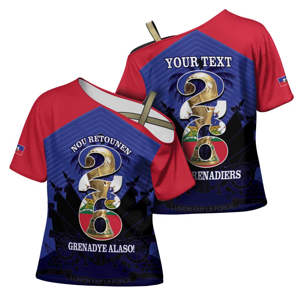 Personalized Les Grenadiers Haiti Football Cross Shoulder Shirt 2026 Nou Retounen Blue Version - Wonder Print Shop