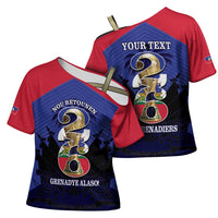 Personalized Les Grenadiers Haiti Football Cross Shoulder Shirt 2026 Nou Retounen Blue Version - Wonder Print Shop