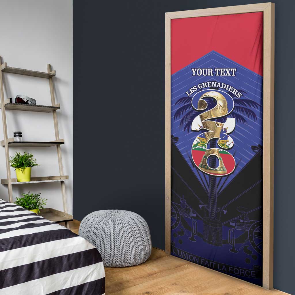 Personalized Les Grenadiers Haiti Football Door Cover 2026 Nou Retounen Blue Version - Wonder Print Shop