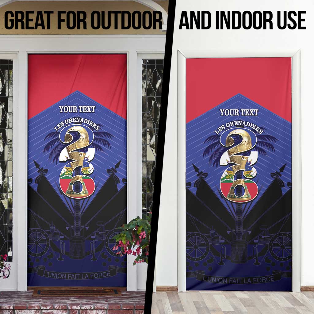 Personalized Les Grenadiers Haiti Football Door Cover 2026 Nou Retounen Blue Version - Wonder Print Shop