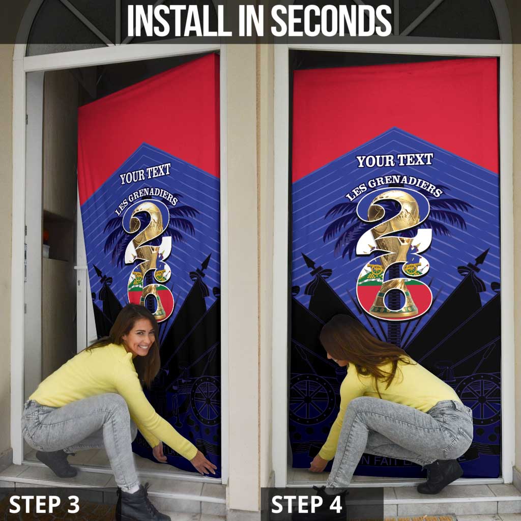 Personalized Les Grenadiers Haiti Football Door Cover 2026 Nou Retounen Blue Version - Wonder Print Shop