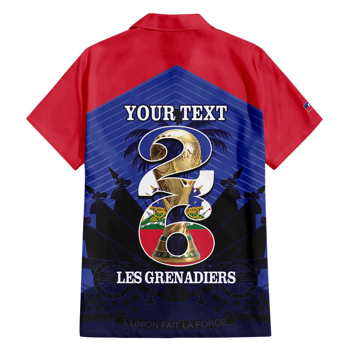Personalized Les Grenadiers Haiti Football Family Matching Off The Shoulder Long Sleeve Dress and Hawaiian Shirt 2026 Nou Retounen Blue Version - Wonder Print Shop