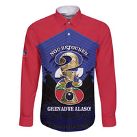 Personalized Les Grenadiers Haiti Football Family Matching Off The Shoulder Long Sleeve Dress and Hawaiian Shirt 2026 Nou Retounen Blue Version - Wonder Print Shop