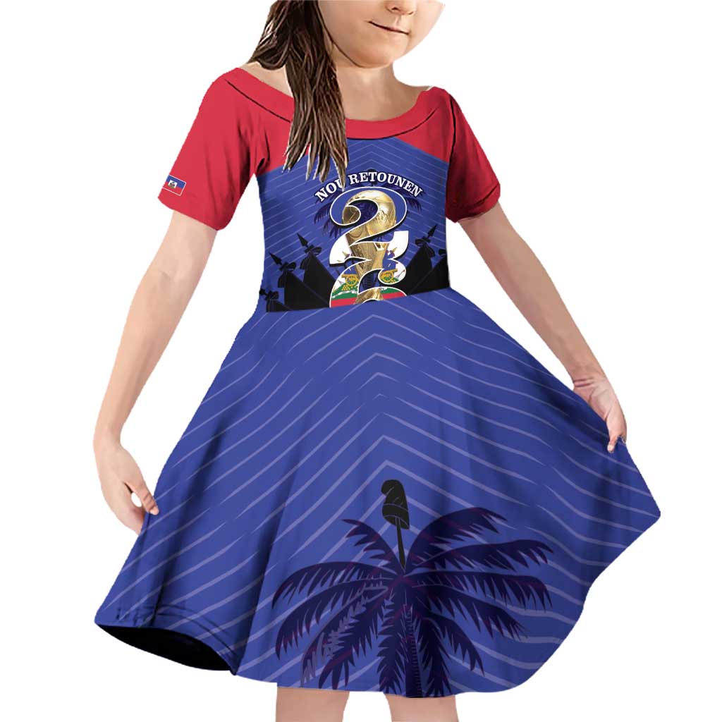 Personalized Les Grenadiers Haiti Football Family Matching Off Shoulder Short Dress and Hawaiian Shirt 2026 Nou Retounen Blue Version - Wonder Print Shop