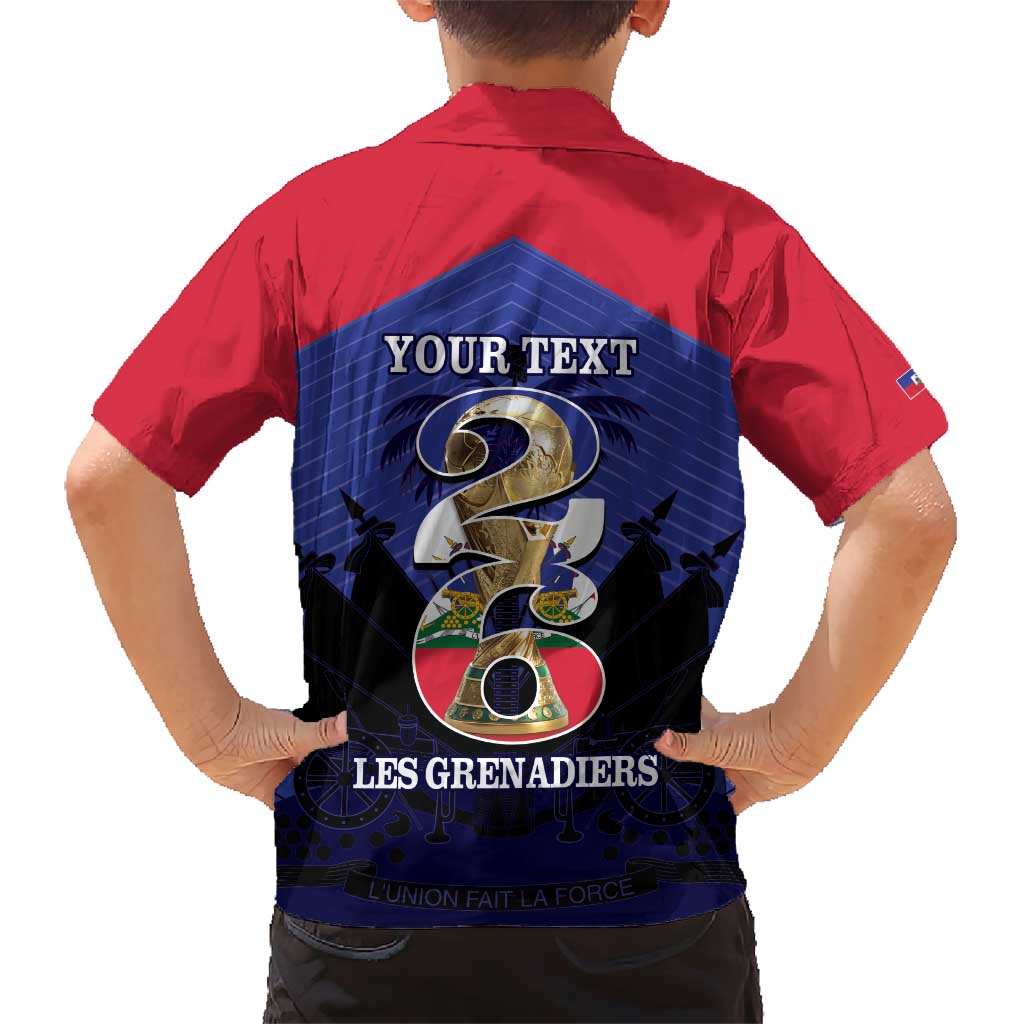 Personalized Les Grenadiers Haiti Football Family Matching Short Sleeve Bodycon Dress and Hawaiian Shirt 2026 Nou Retounen Blue Version - Wonder Print Shop