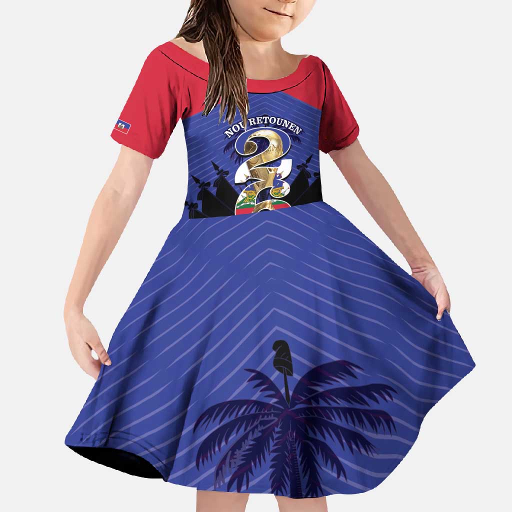 Personalized Les Grenadiers Haiti Football Family Matching Short Sleeve Bodycon Dress and Hawaiian Shirt 2026 Nou Retounen Blue Version - Wonder Print Shop