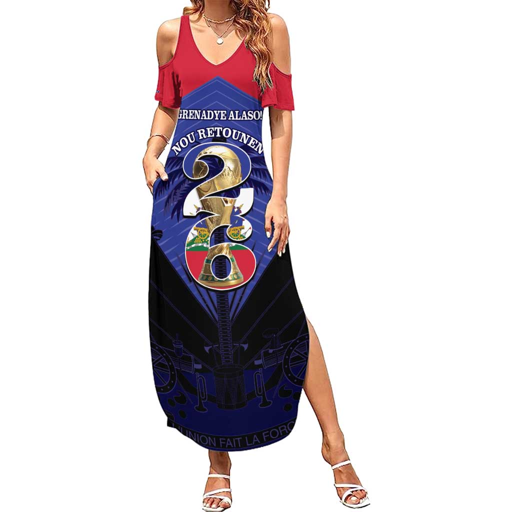 Personalized Les Grenadiers Haiti Football Family Matching Summer Maxi Dress and Hawaiian Shirt 2026 Nou Retounen Blue Version - Wonder Print Shop