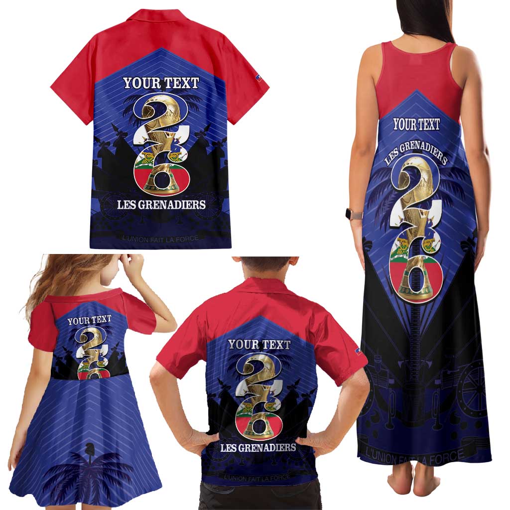 Personalized Les Grenadiers Haiti Football Family Matching Tank Maxi Dress and Hawaiian Shirt 2026 Nou Retounen Blue Version - Wonder Print Shop