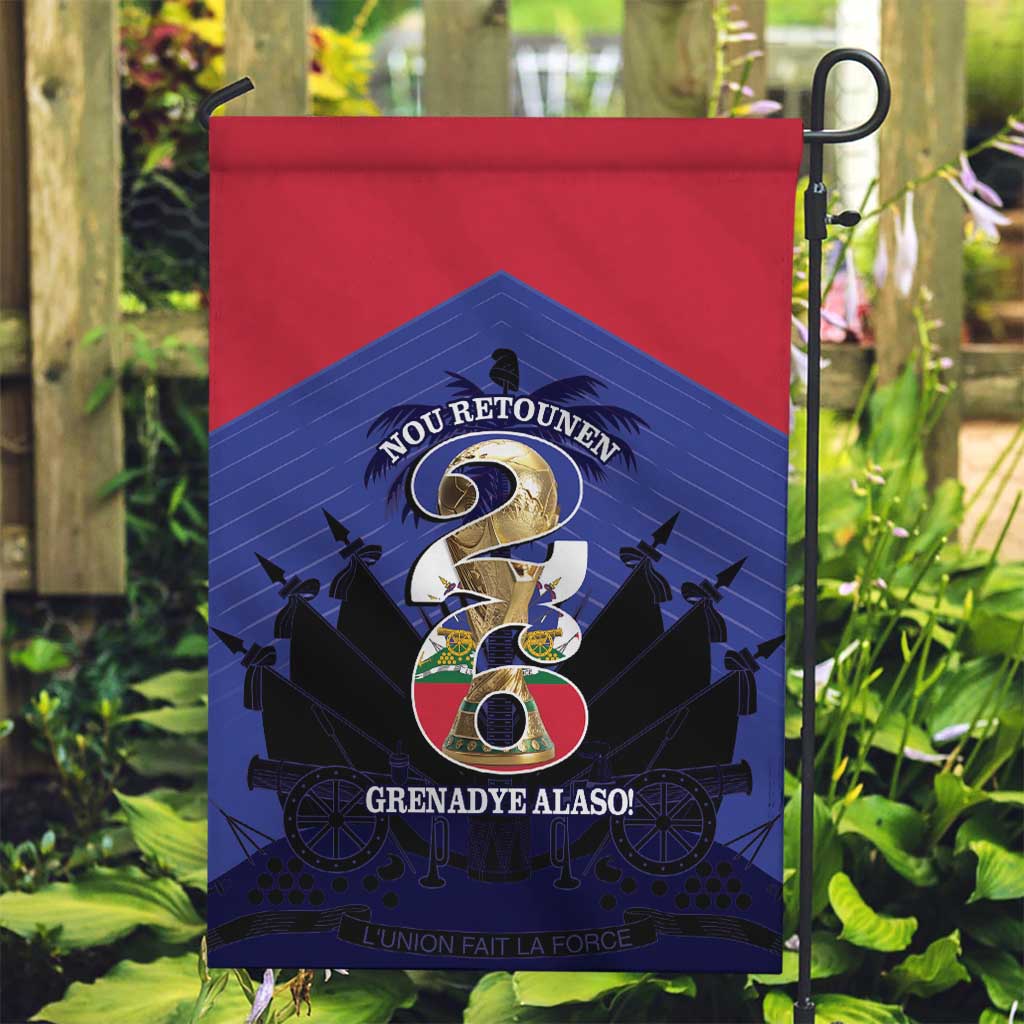 Les Grenadiers Haiti Football Garden Flag 2026 Nou Retounen Blue Version - Wonder Print Shop