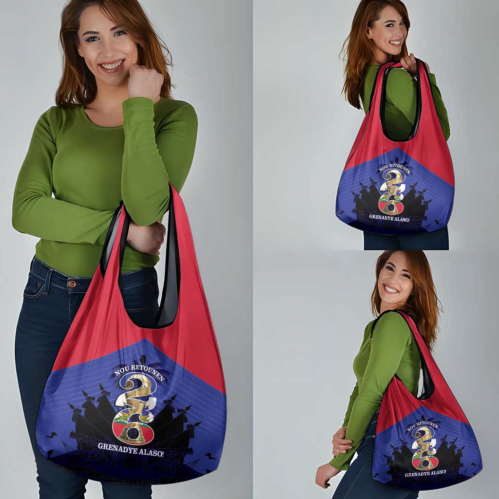 Les Grenadiers Haiti Football Grocery Bag 2026 Nou Retounen Blue Version - Wonder Print Shop
