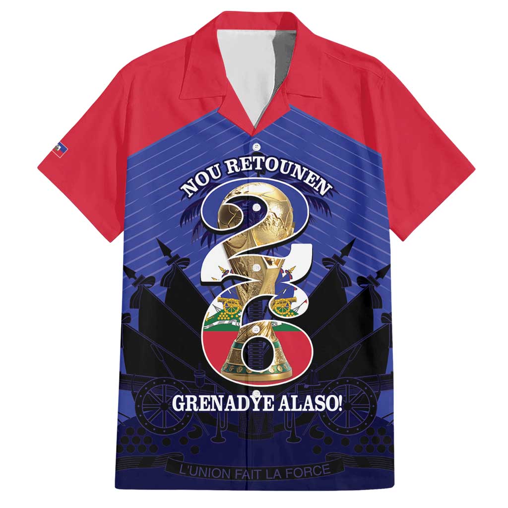 Personalized Les Grenadiers Haiti Football Hawaiian Shirt 2026 Nou Retounen Blue Version - Wonder Print Shop