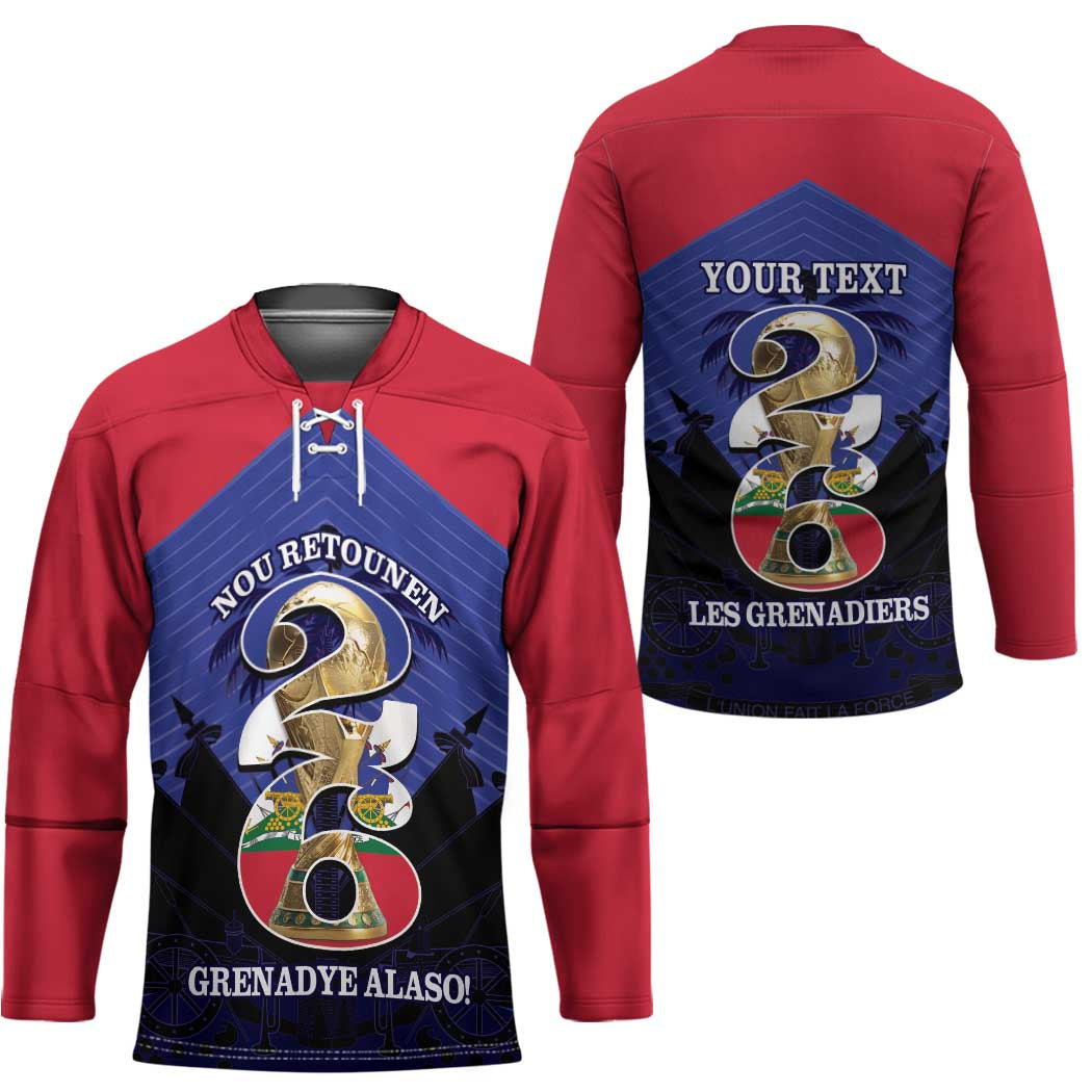 Personalized Les Grenadiers Haiti Football Hockey Jersey 2026 Nou Retounen Blue Version - Wonder Print Shop