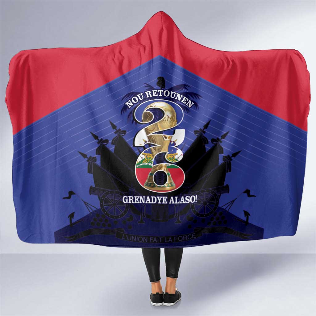 Les Grenadiers Haiti Football Hooded Blanket 2026 Nou Retounen Blue Version - Wonder Print Shop