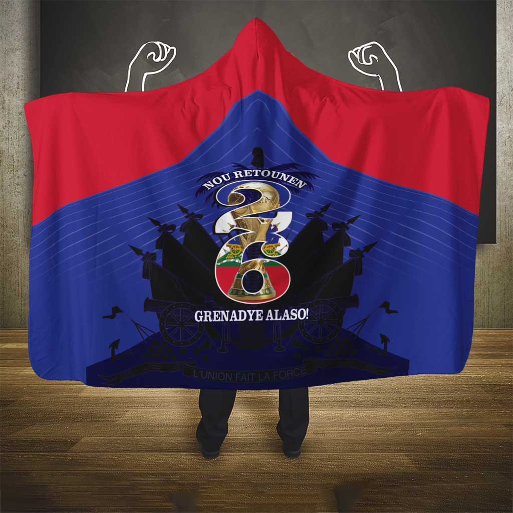 Les Grenadiers Haiti Football Hooded Blanket 2026 Nou Retounen Blue Version - Wonder Print Shop