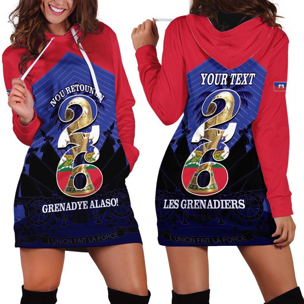 Personalized Les Grenadiers Haiti Football Hoodie Dress 2026 Nou Retounen Blue Version - Wonder Print Shop