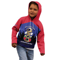 Personalized Les Grenadiers Haiti Football Kid Hoodie 2026 Nou Retounen Blue Version - Wonder Print Shop