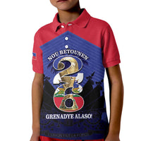 Personalized Les Grenadiers Haiti Football Kid Polo Shirt 2026 Nou Retounen Blue Version - Wonder Print Shop