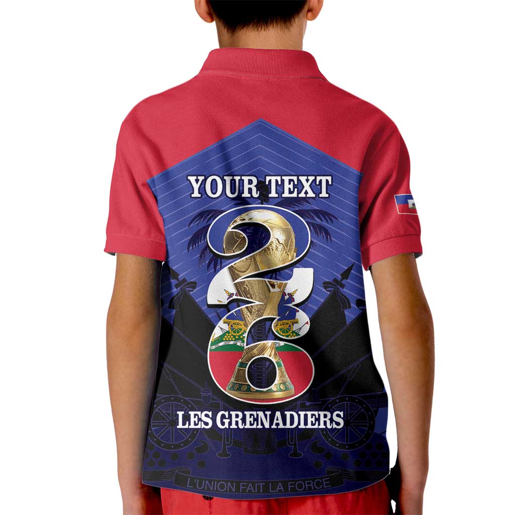 Personalized Les Grenadiers Haiti Football Kid Polo Shirt 2026 Nou Retounen Blue Version - Wonder Print Shop
