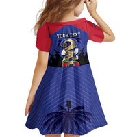 Personalized Les Grenadiers Haiti Football Kid Short Sleeve Dress 2026 Nou Retounen Blue Version - Wonder Print Shop