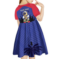 Personalized Les Grenadiers Haiti Football Kid Short Sleeve Dress 2026 Nou Retounen Blue Version - Wonder Print Shop