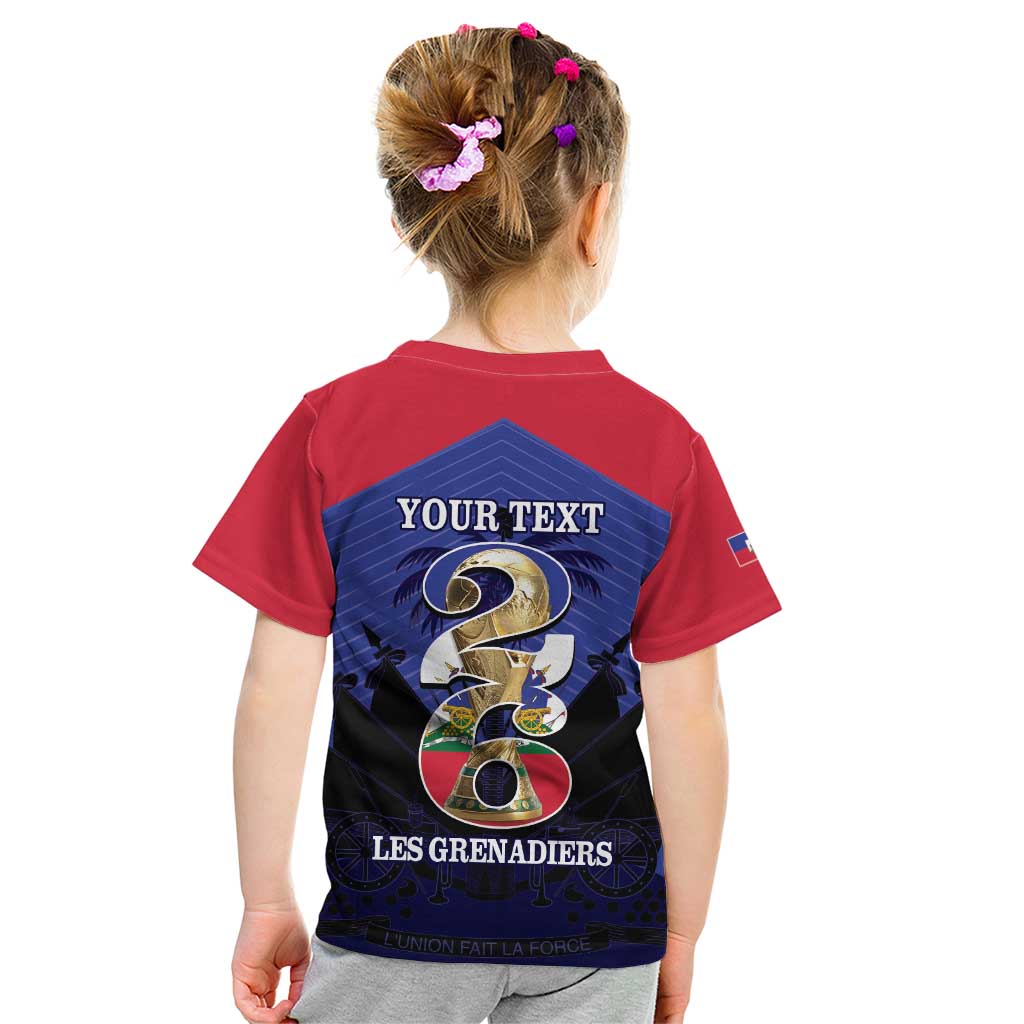 Personalized Les Grenadiers Haiti Football Kid T Shirt 2026 Nou Retounen Blue Version - Wonder Print Shop