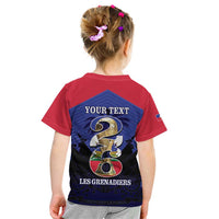 Personalized Les Grenadiers Haiti Football Kid T Shirt 2026 Nou Retounen Blue Version - Wonder Print Shop