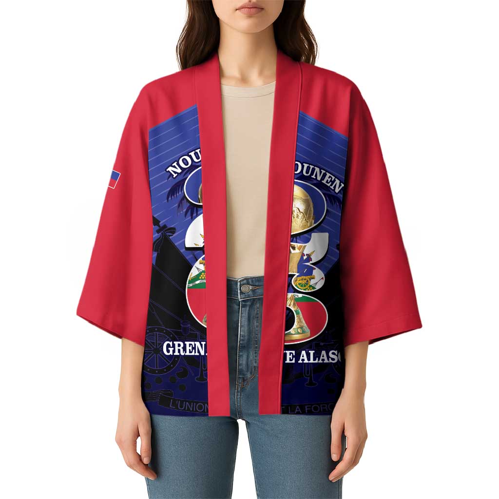 Personalized Les Grenadiers Haiti Football Kimono 2026 Nou Retounen Blue Version - Wonder Print Shop