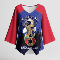 Personalized Les Grenadiers Haiti Football Kimono Sleeve Blouse 2026 Nou Retounen Blue Version - Wonder Print Shop