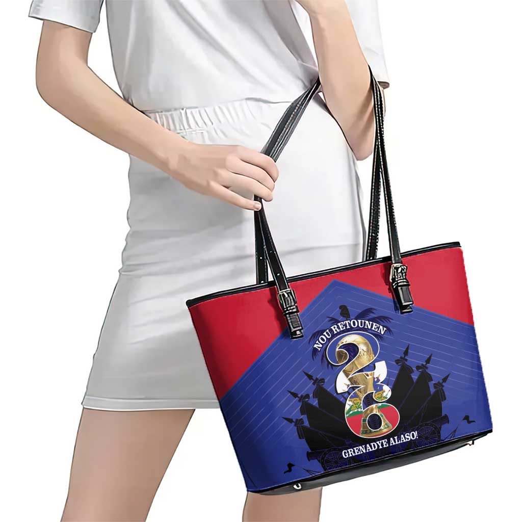 Les Grenadiers Haiti Football Leather Tote Bag 2026 Nou Retounen Blue Version - Wonder Print Shop