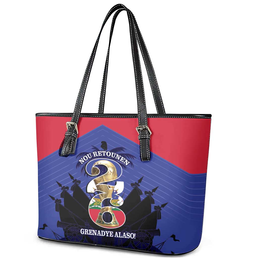 Les Grenadiers Haiti Football Leather Tote Bag 2026 Nou Retounen Blue Version - Wonder Print Shop