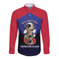 Personalized Les Grenadiers Haiti Football Long Sleeve Button Shirt 2026 Nou Retounen Blue Version - Wonder Print Shop