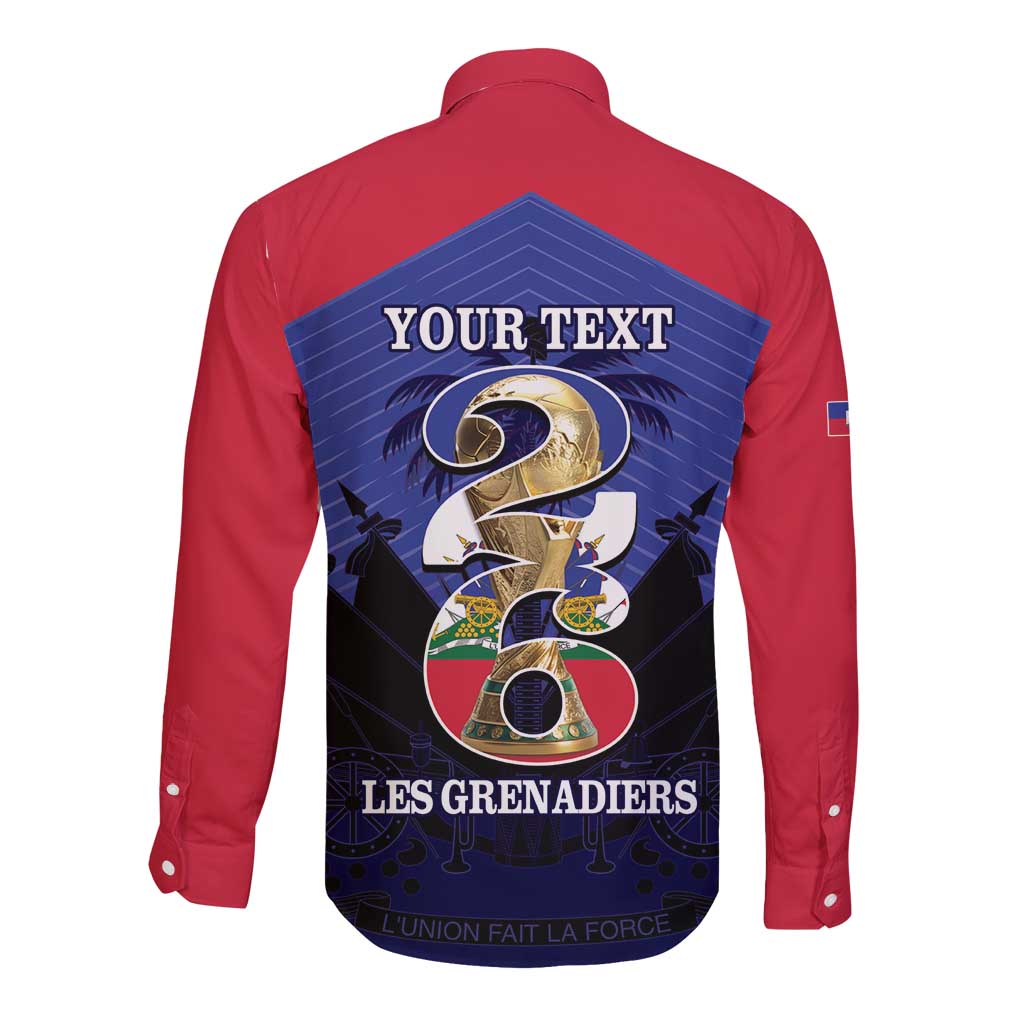 Personalized Les Grenadiers Haiti Football Long Sleeve Button Shirt 2026 Nou Retounen Blue Version - Wonder Print Shop