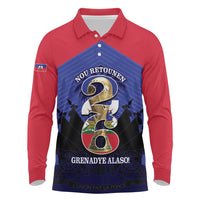 Personalized Les Grenadiers Haiti Football Long Sleeve Polo Shirt 2026 Nou Retounen Blue Version - Wonder Print Shop