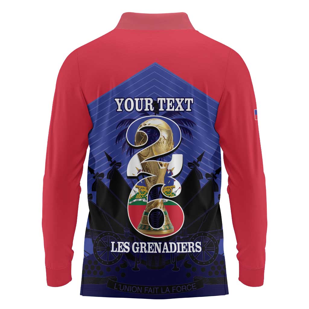 Personalized Les Grenadiers Haiti Football Long Sleeve Polo Shirt 2026 Nou Retounen Blue Version - Wonder Print Shop