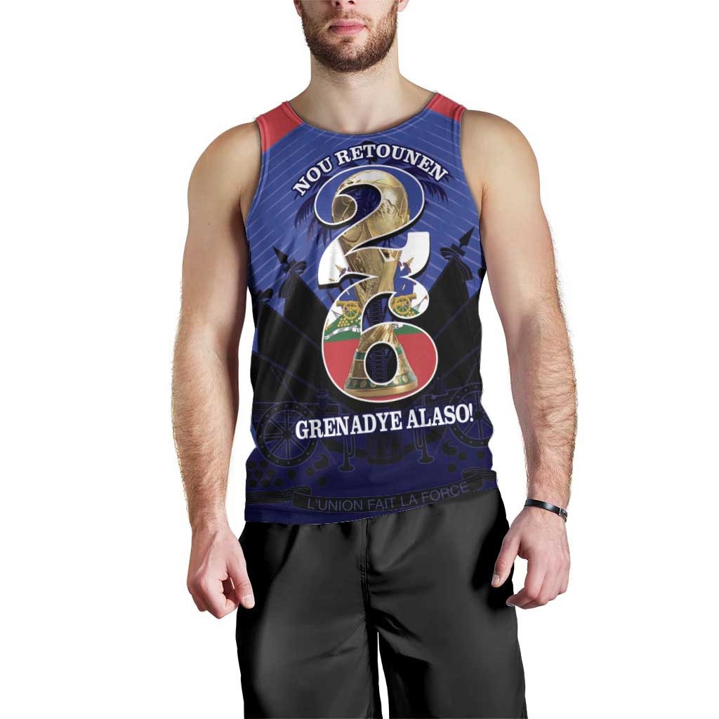 Personalized Les Grenadiers Haiti Football Men Tank Top 2026 Nou Retounen Blue Version - Wonder Print Shop