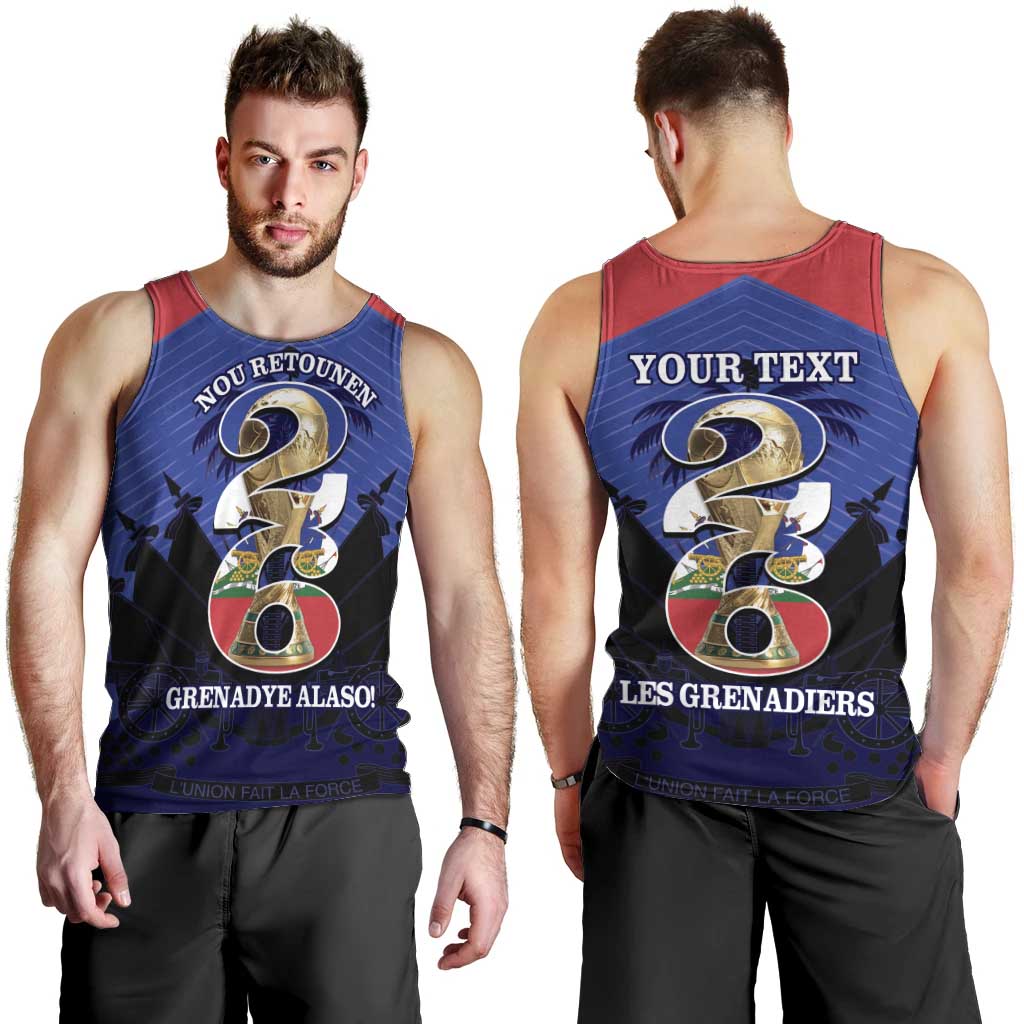 Personalized Les Grenadiers Haiti Football Men Tank Top 2026 Nou Retounen Blue Version - Wonder Print Shop