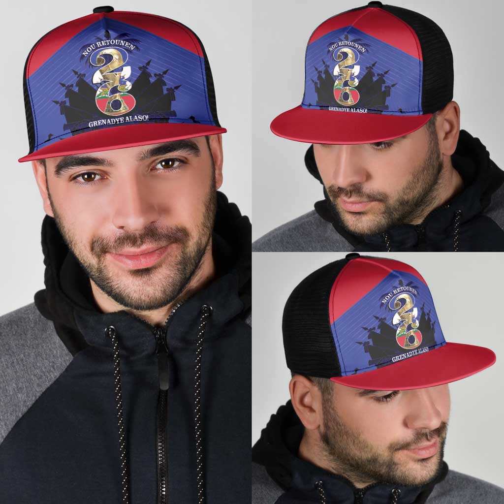 Les Grenadiers Haiti Football Mesh Trucker Cap 2026 Nou Retounen Blue Version - Wonder Print Shop