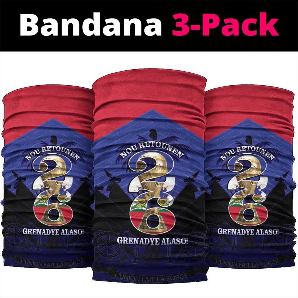 Les Grenadiers Haiti Football Neck Gaiter 2026 Nou Retounen Blue Version - Wonder Print Shop